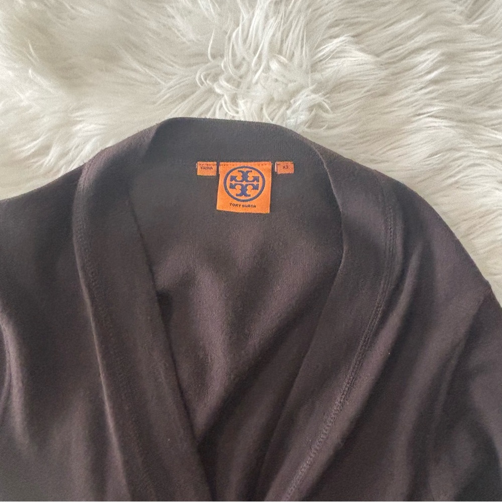 TORY BURCH 100% MERINO WOOL BROWN CARDIGAN - Picture 4 of 7